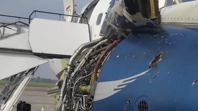 Pictures of Arik Air Boeing 737-7GL after making emergency landing due to engine failure mid-air. 4 FB IMG 1770831047106