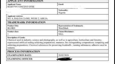 This is proof of 20 different classes of trademark where the name “BLORD” is trademarked under martins Vincent Otse 4 FB IMG 1771872948367