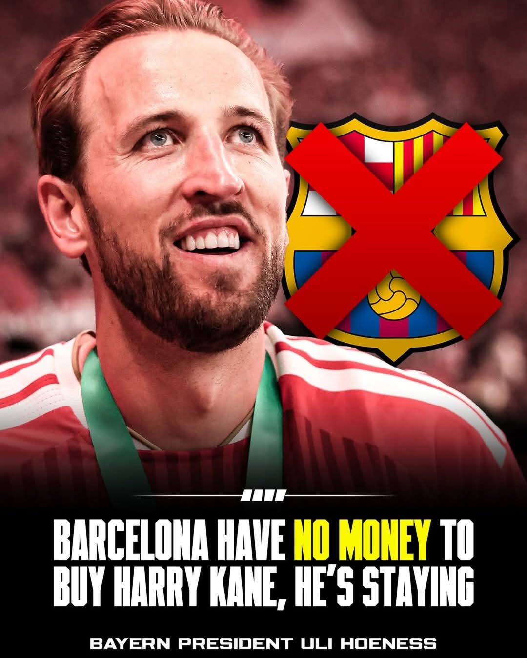 Bayern announce Harry Kane will Stay and say Barcelona have “No Money” to try sign him. 1 FB IMG 1779632359391