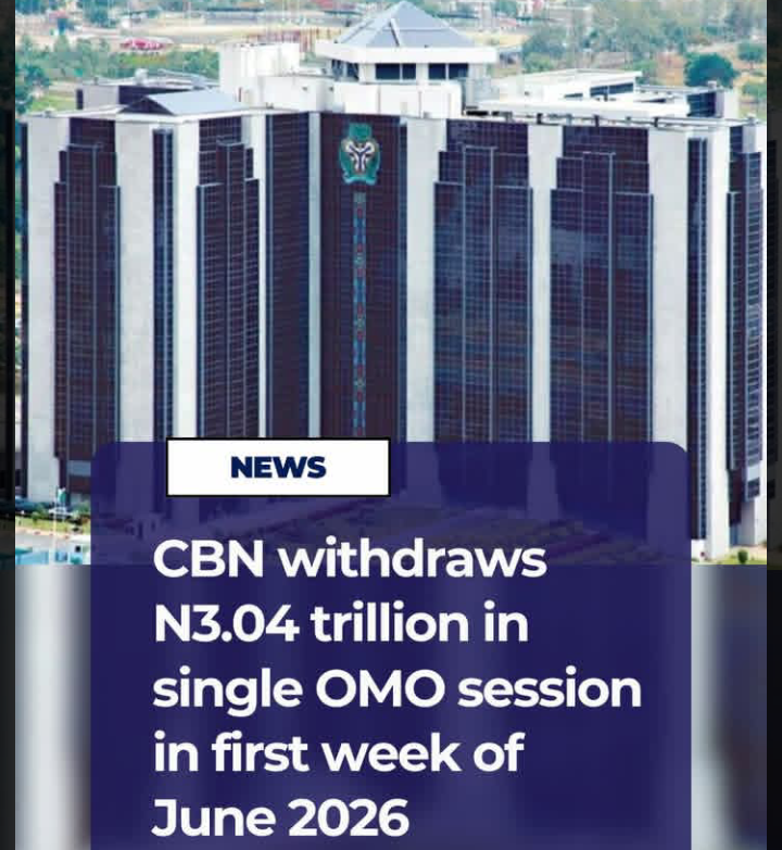 The Central Bank of Nigeria (CBN) absorbed N3.04 trillion from the banking system through a single Open Market Operations (OMO) auction conducted on June 5, 2026 1 Screenshot 20260607 095600